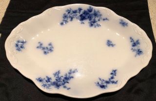 Antique Flow Blue Wh Grindley England 14 " Oval Serving Platter - Late 1800’s