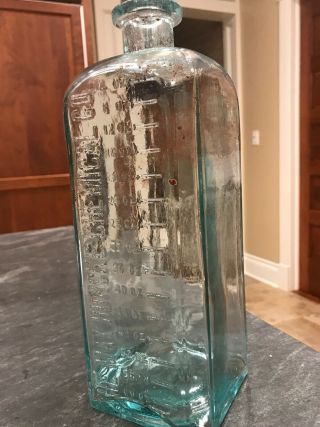 Antique Max Huncke Embalming Fluid Bottle/aqua Glass/64oz