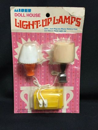 Vintage Miner Doll House Furniture Light Up Lamps Nos Moc