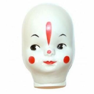 Vintage Nos Celluloid Plastic Clown Shaped Baby Doll Face Head For Crafting