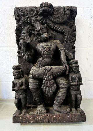 Large Varaha Antique 18th/19th C.  Wood Hindu Chariot Panel From India