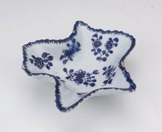 Antique 18th C Bow Pottery - Leaf Formed Blue & White Pickle Dish - Early