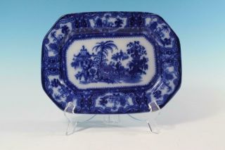 Antique Staffordshire Flow Blue 10 " Kyber Platter By Adams Ca 1890