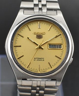 Vintage Seiko 5 Automatic 21 Jewel Cal.  7019a Day Date Men 