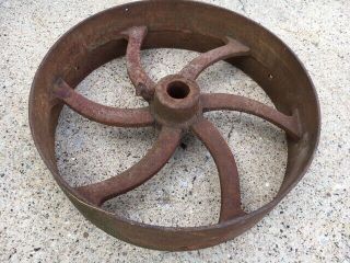 Antique Cast Iron Flat Belt Pulley 15x4 " Gas Steam Engine Sawmill Lineshaft Etc