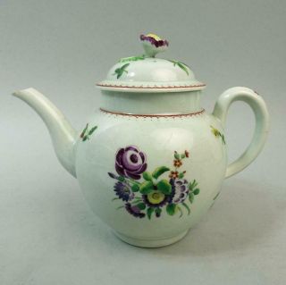 Antique Worcester Famille Rose Porcelain Teapot C.  1770
