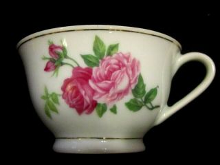 Vintage Tea Cup Fine China Porcelain Made In China Pink Roses Gold Trim
