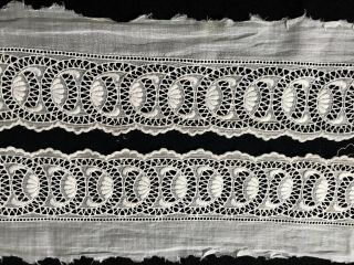 44 " X 3 1/4 " Antique Broderie Anglaise Gorgeous Pattern Off - White Lace Insert