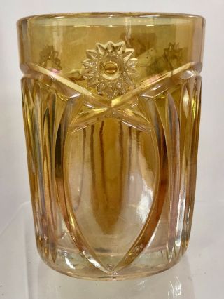 Vintage European Walther Germany Carnival Glass Hobstar & Shield Tumbler Antique