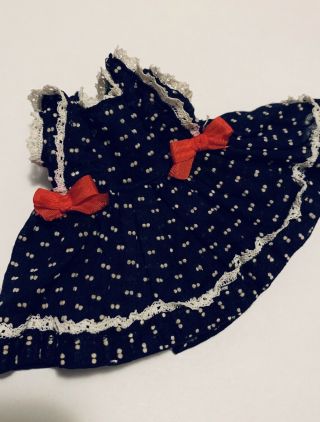 8” Doll Dress Vintage Navy Blue Swiss Dot Fits Ginny Wendy Muffie Alexanderkins