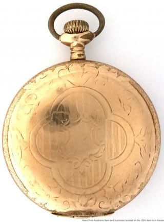 Antique Art Nouveau Elgin 17 Jewel Hunter Case Mens Pocket Watch