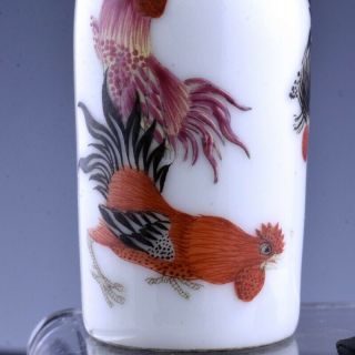 GREAT 19THC CHINESE FAMILLE ROSE ENAMEL COCKERAL CHICKEN LANDSCAPE SNUFF BOTTLE 10