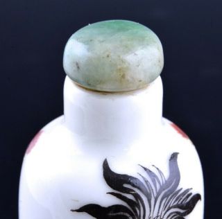 GREAT 19THC CHINESE FAMILLE ROSE ENAMEL COCKERAL CHICKEN LANDSCAPE SNUFF BOTTLE 5