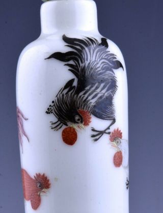 GREAT 19THC CHINESE FAMILLE ROSE ENAMEL COCKERAL CHICKEN LANDSCAPE SNUFF BOTTLE 6