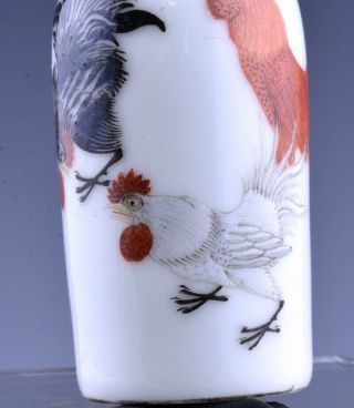 GREAT 19THC CHINESE FAMILLE ROSE ENAMEL COCKERAL CHICKEN LANDSCAPE SNUFF BOTTLE 7