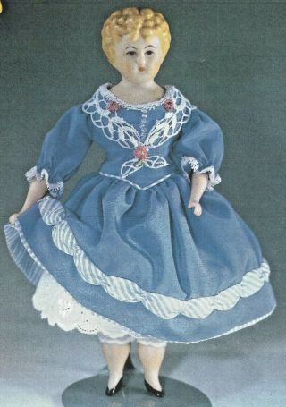 8 - 9 " Antique China Head/parian Doll Cloth Body &lace Trim Dress Underwear Pattern