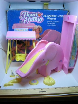 Heart Family Sunshine Fun Playset Box Complete Mattel Vintage 1988 Pool Slide