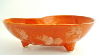 Atomic Era Mid Century Kidney Shaped Dish Orange drip glaze 2