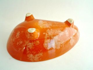 Atomic Era Mid Century Kidney Shaped Dish Orange drip glaze 4