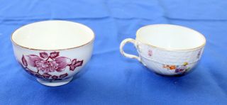 Antique 2 Pc Meissen Open Sugar Bowl & Demitasse Tea Cup Floral Flower Design