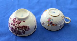 Antique 2 pc Meissen Open Sugar Bowl & Demitasse Tea Cup Floral Flower Design 4