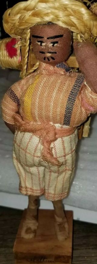 Atitlan Nomad Doll Man Paper Mache,  Wood,  Cloth Guatemala 8 " Tagged Figure Vintage