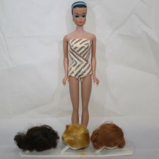 Vintage Mattel Fashion Queen Barbie With 3 Wigs