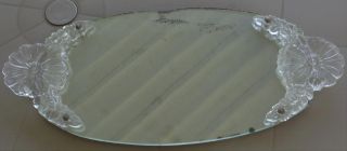 Antique Mirror Vanity Tray - Attached Glass Handles - Vgc - Gorgeous