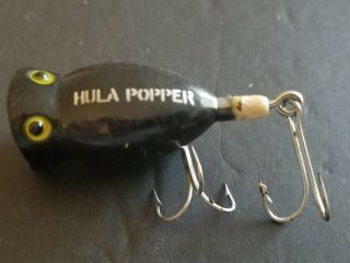 Vintage Hula Popper Black Fishing Lure