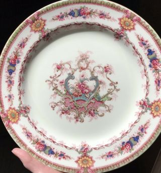 Antique Cauldon Ltd 9” Porcelain Plate England Floral Scroll Bold Colors L 4058