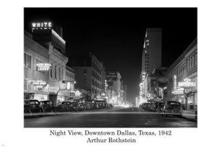 1942 Night View Downtown Dallas Texas Vintage Poster 24x36 Arthur Rothstein