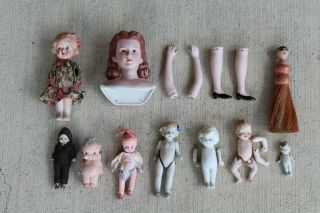 Vintage Porcelain/bisque Japan Dolls And Doll Parts