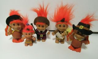 Set Of 6 Vintage Thanksgiving Pilgrim Trolls