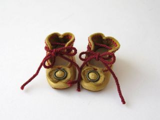 Tiny Handmade Leather Doll Shoes for antique doll 1 - 3/16 in (28 mm) 2
