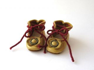 Tiny Handmade Leather Doll Shoes for antique doll 1 - 3/16 in (28 mm) 3