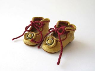 Tiny Handmade Leather Doll Shoes for antique doll 1 - 3/16 in (28 mm) 4