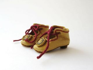 Tiny Handmade Leather Doll Shoes for antique doll 1 - 3/16 in (28 mm) 5