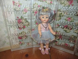 Vintage Hard Plastic Virga Blue Twinkle Ballerina Pointed Toe Doll - 8 " Ginny Era