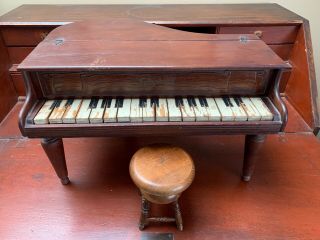 Antique Toy/miniature Mason & Parker Grand Piano Circa 1910 With An Adj.  Stool