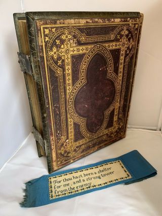Antique Leather Family Holy Bible 1874 By Rev John Brown Illustrated