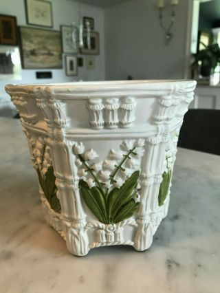 Vintage Mid Century Modern Italian Chinoiserie Relief Ceramic Planter