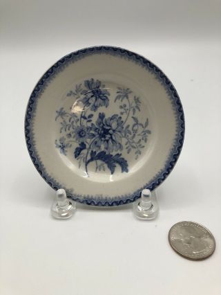 Antique Staffordshire Transferware Blue Child’s Plate From Dinner Set Floral