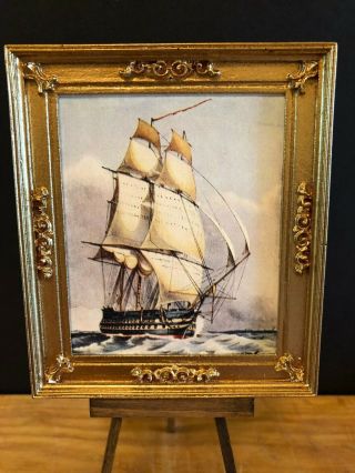 Vintage Dollhouse Framed Naval Print - “h.  M.  S.  Rodney” 1:12