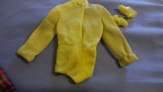 Vintage Barbie Doll Long And Fringy Yellow Blouse Shirt & Shoes