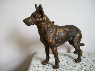 Antique Hubley Cast Iron German Shepherd Dog With Collar Door Stop