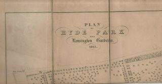 Large Antique Folding Map Of Hyde Park,  London Showing Kensington Palac (1861) E