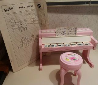 Vintage 1993 Mattel Barbie Doll Musical Piano & Bench With Sheet Music