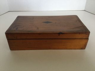 Antique Wooden Shaving Box With Mirror And Compartments Vintage Vanity 3