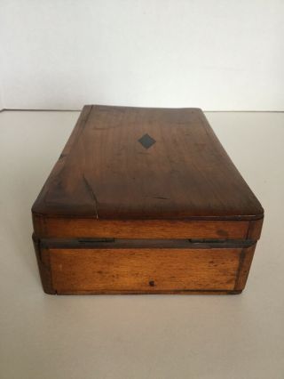 Antique Wooden Shaving Box With Mirror And Compartments Vintage Vanity 4