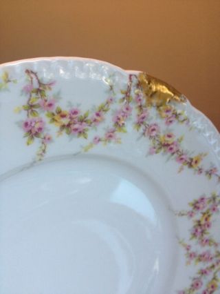 4 Antique 1903 Theodore Haviland Limoges Pink Rose Gold Gilt Dessert Plates 145 3